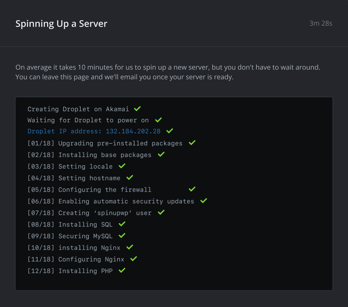 SpinupWP configuring an Akamai/Linode server for WordPress