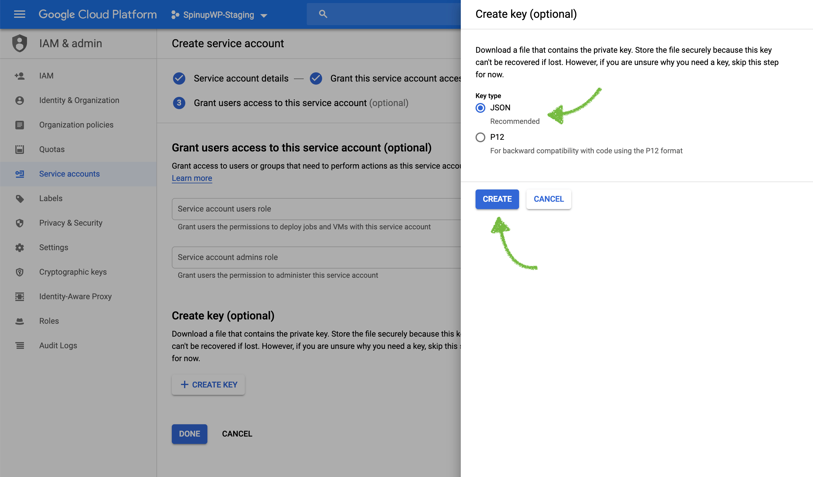 Google Cloud Storage JSON key