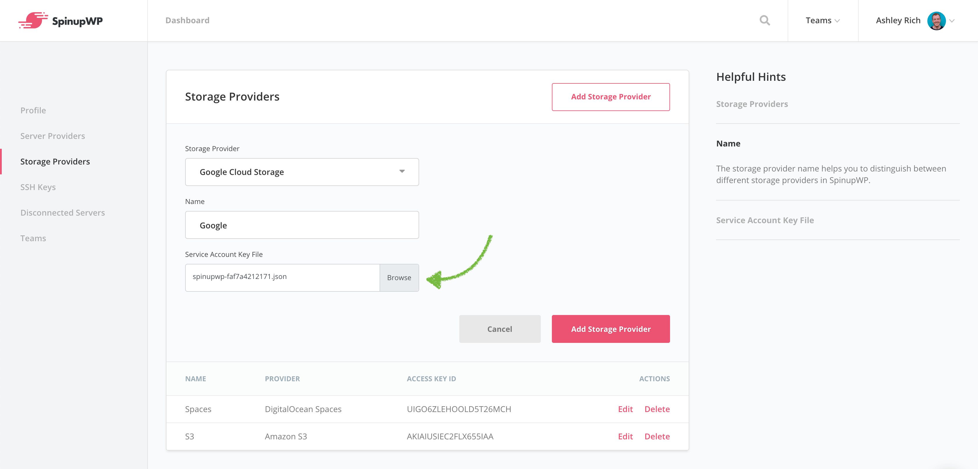 SpinupWP Google Cloud Storage