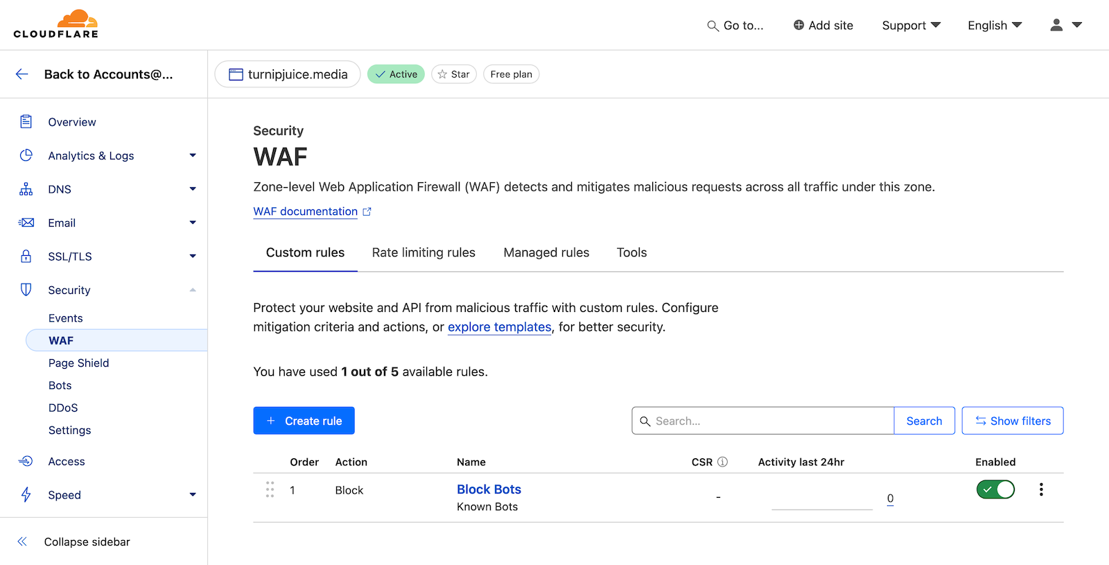 Cloudflare Bot Firewall Rule