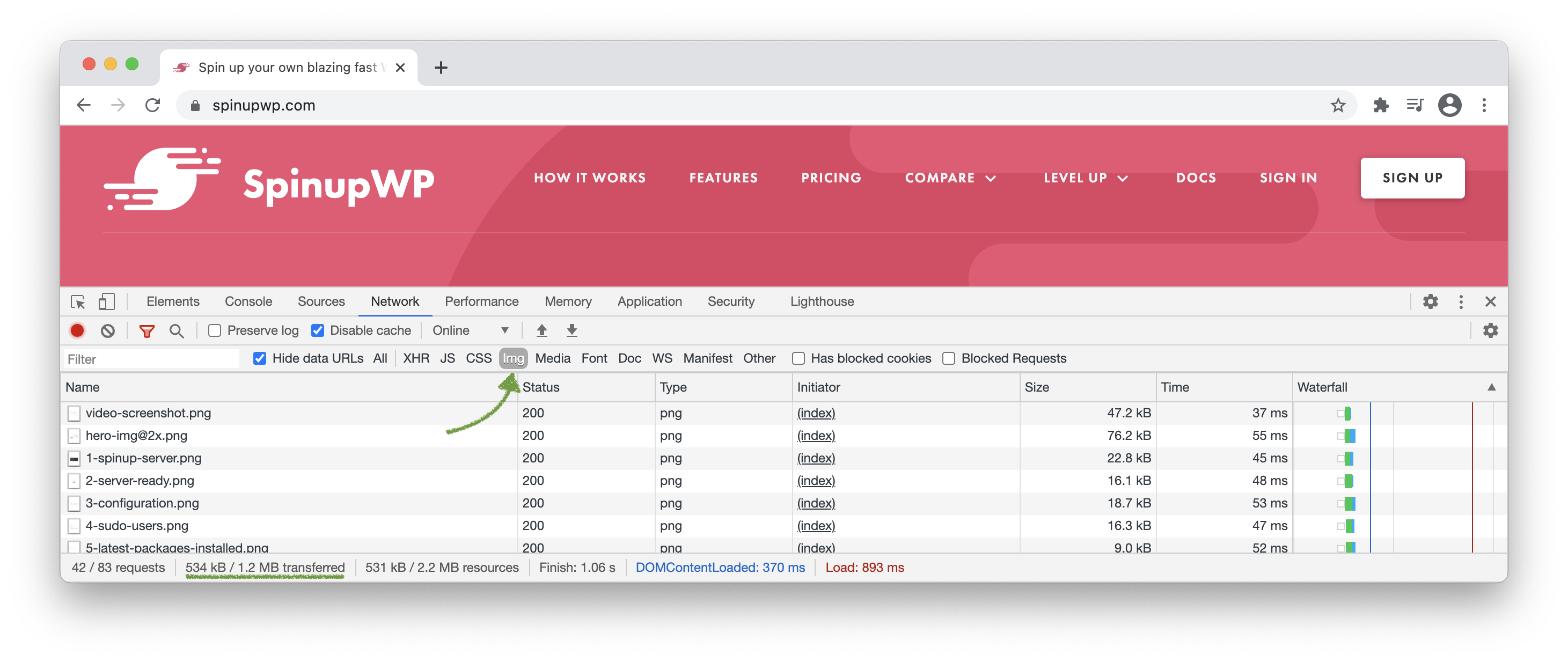 Browser cache filter