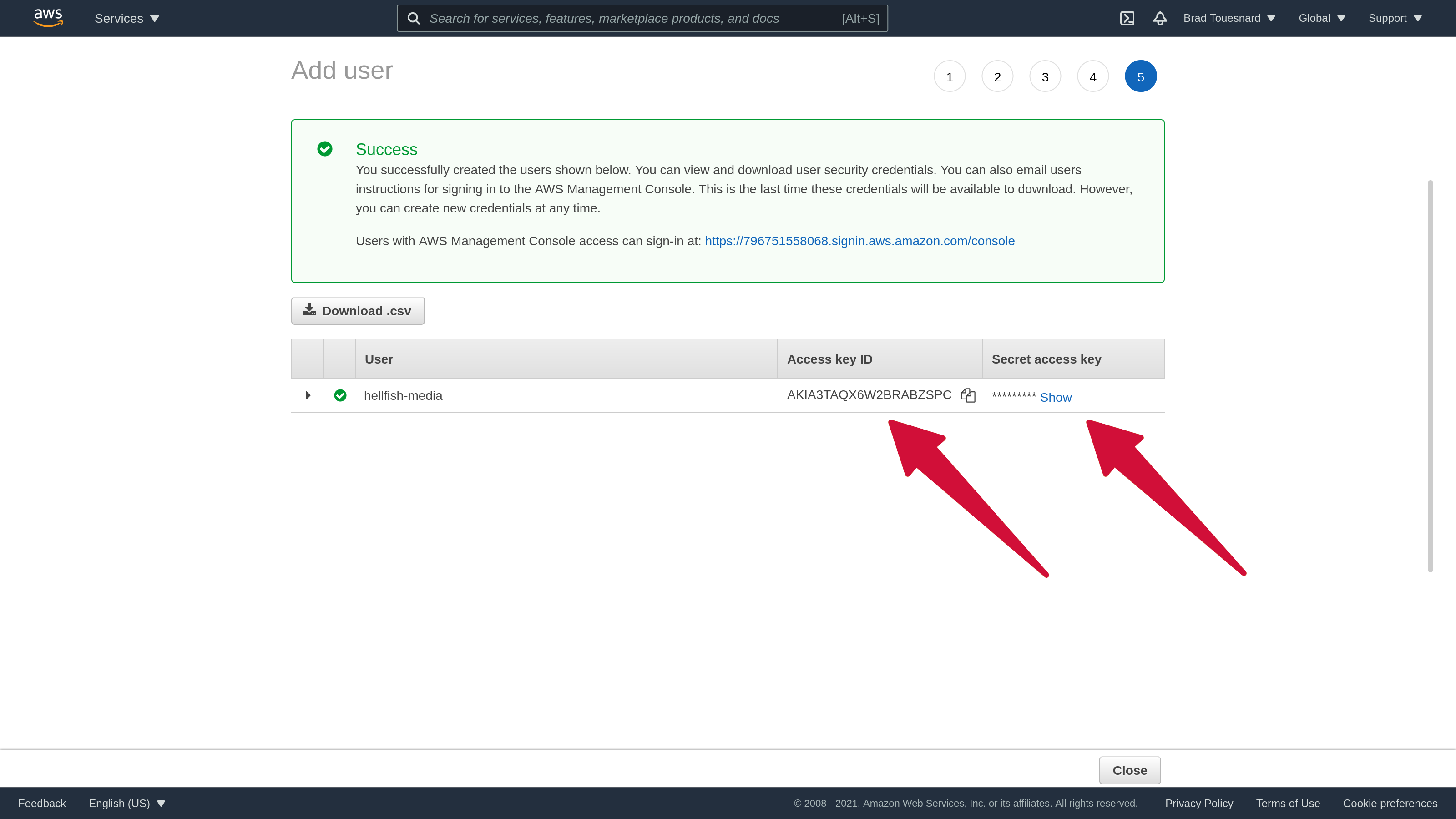 Amazon S3 IAM User Access Keys