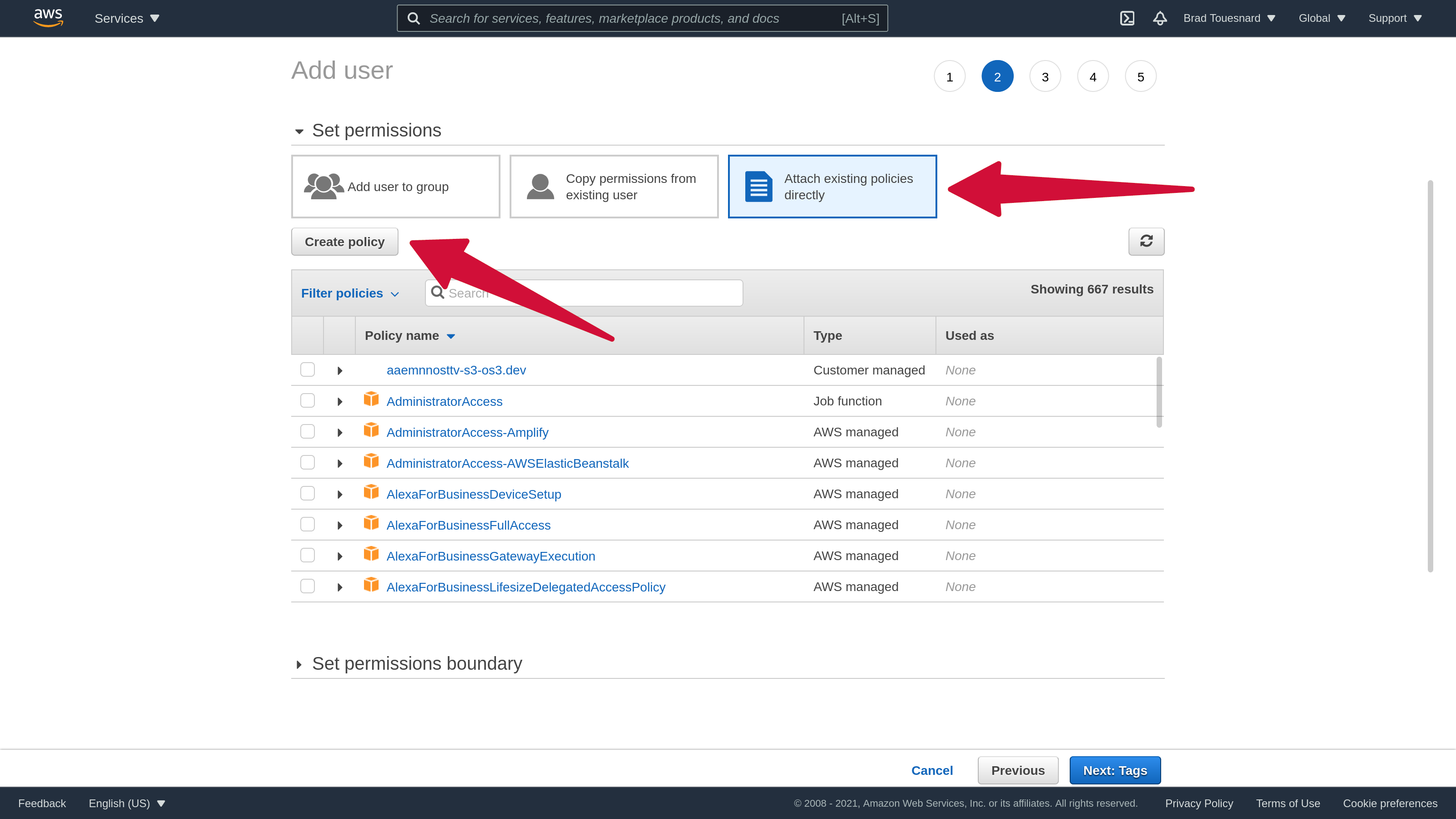 Amazon S3 User Create Policy