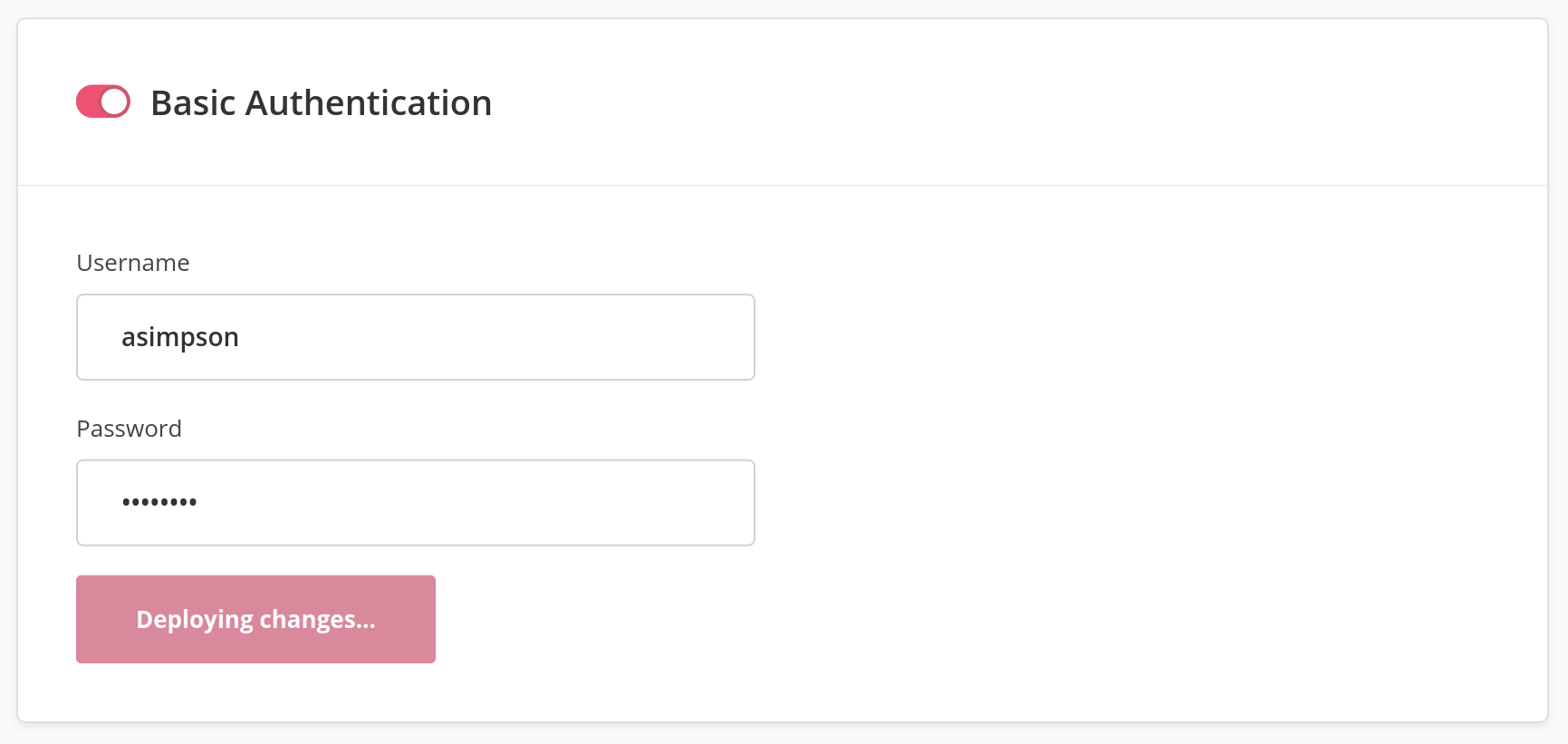 Basic Authentication Deploying Changes