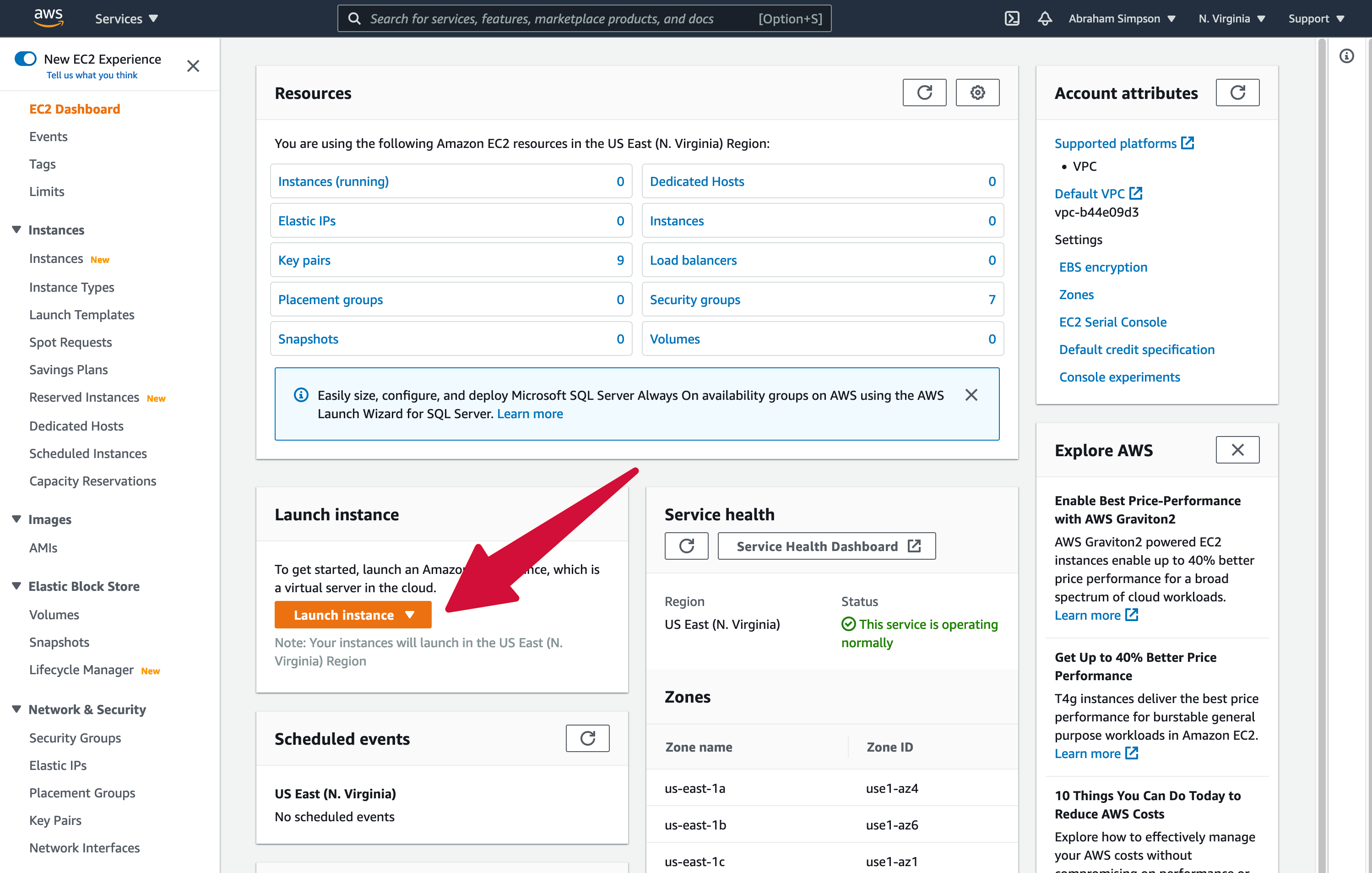 EC2 Dashboard