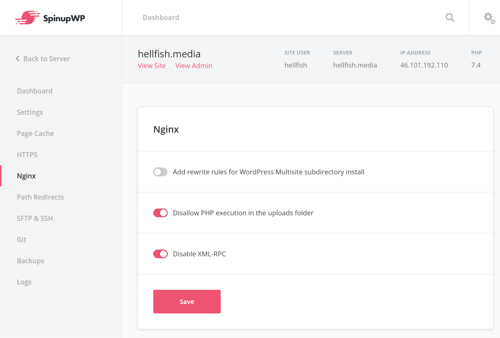 SpinupWP Nginx Settings