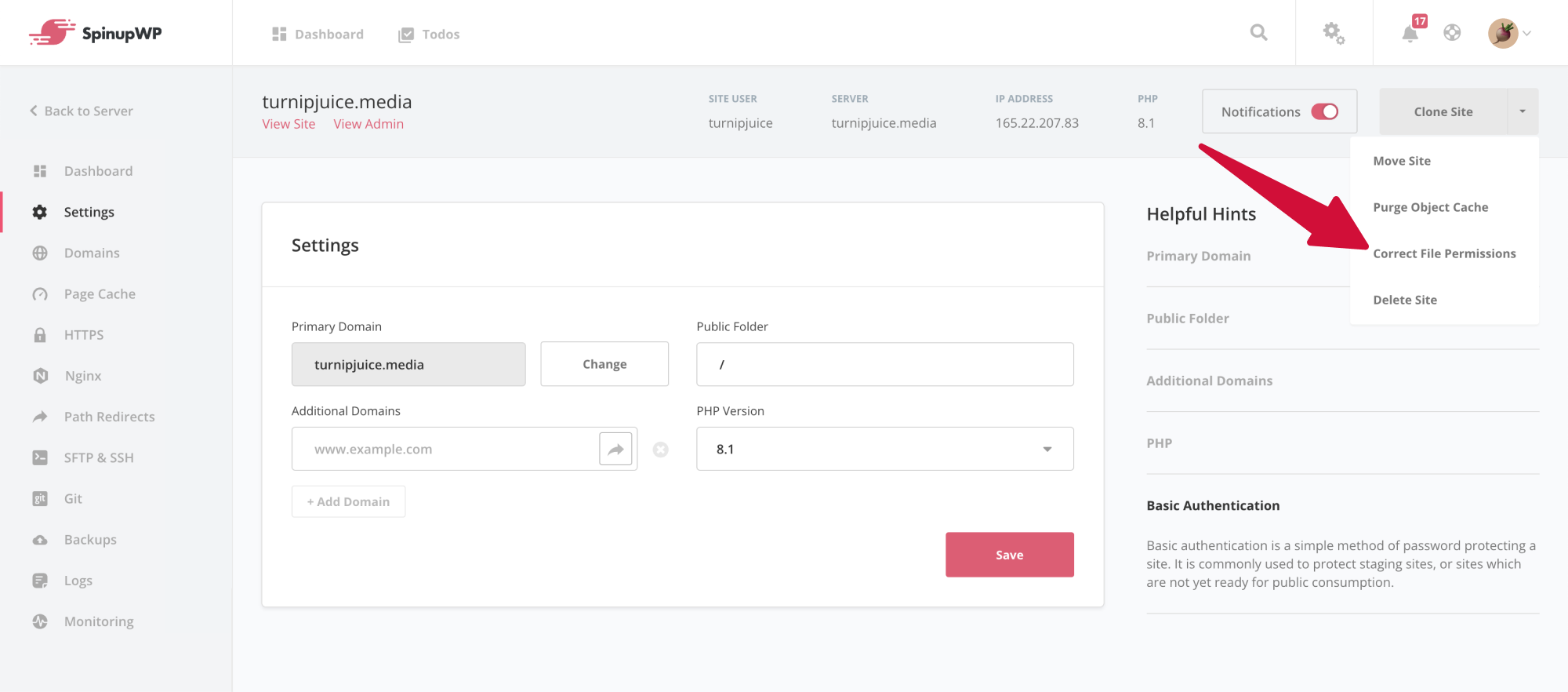 Correct file permissions tool