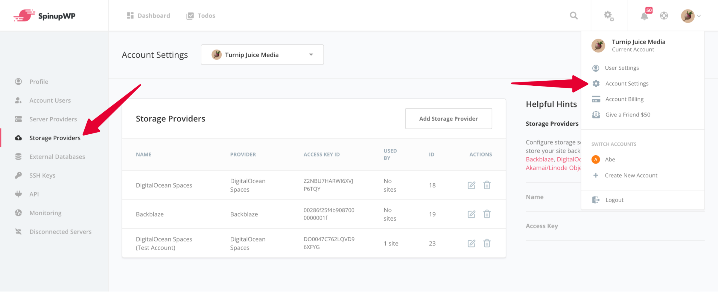 Manage storage providers