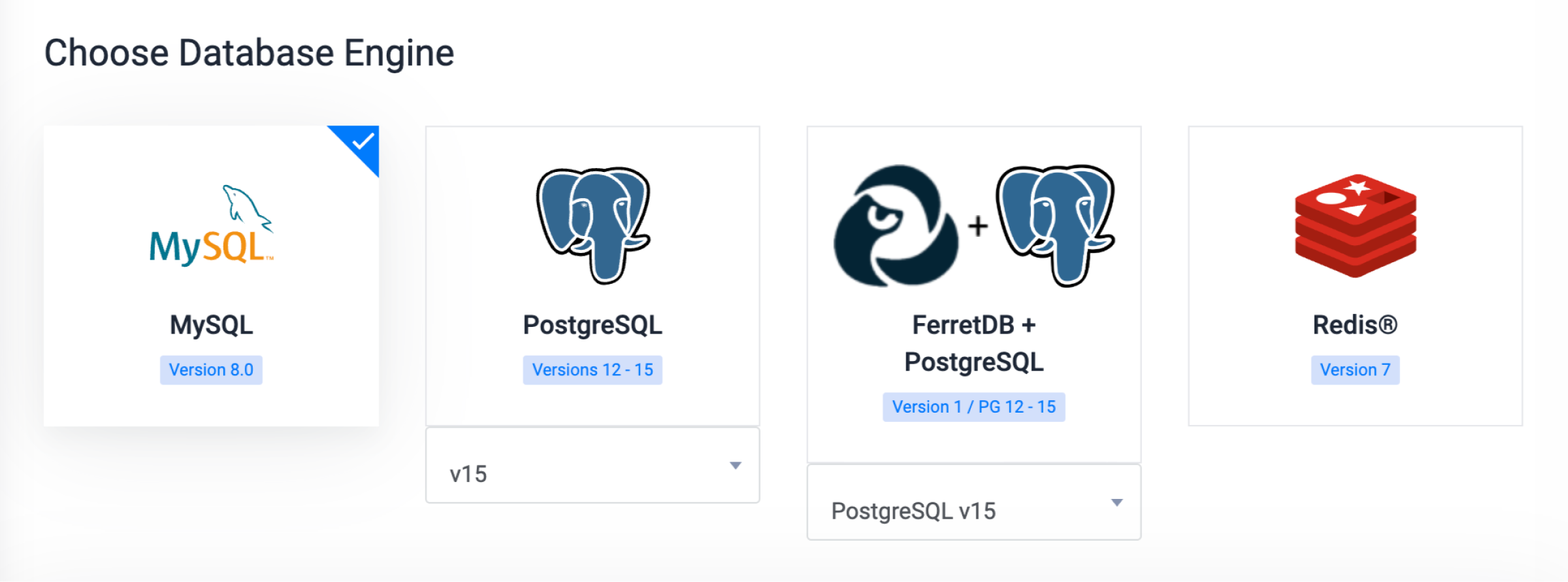 Choose MySQL as your database engine