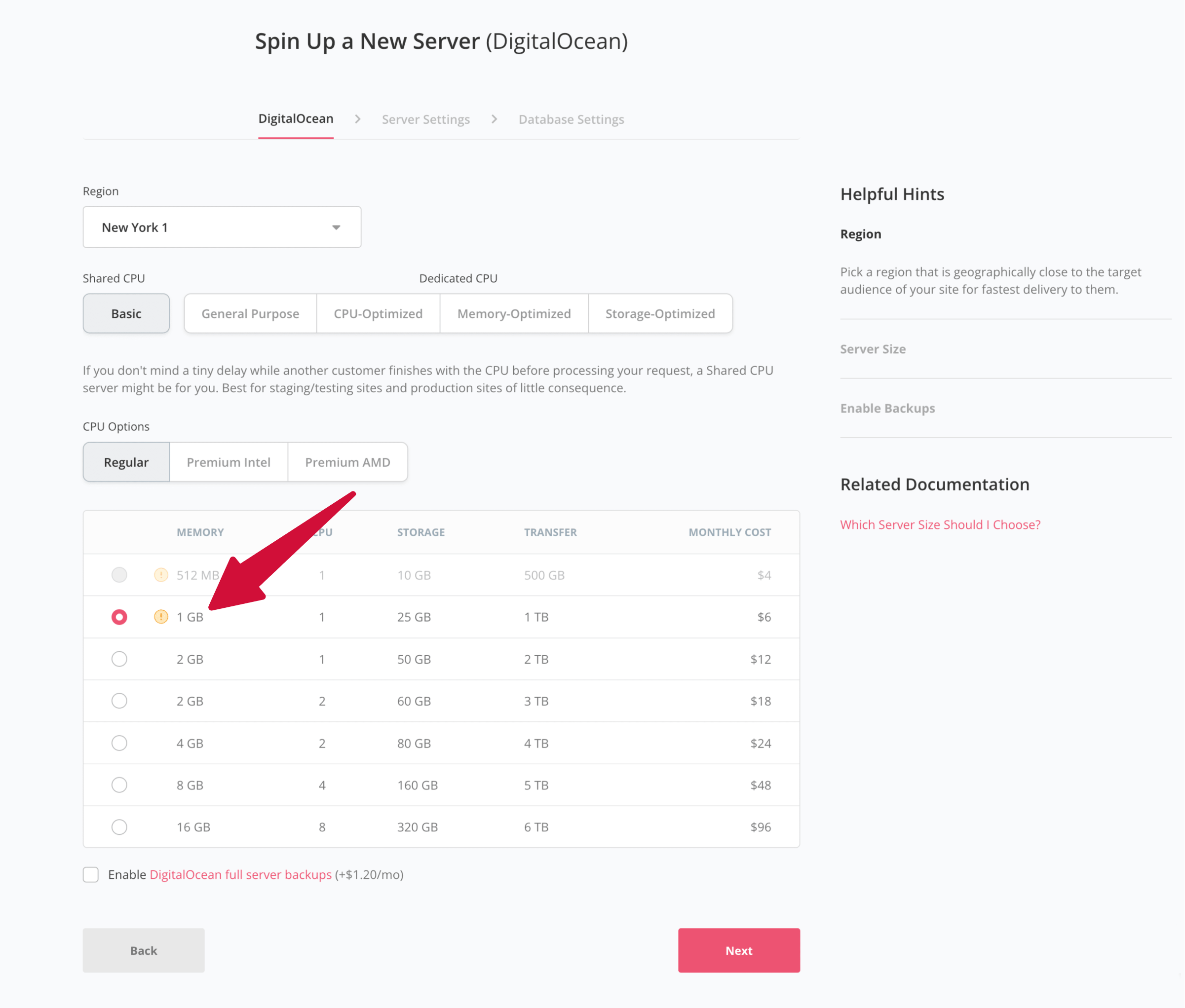 Choosing a Server Size