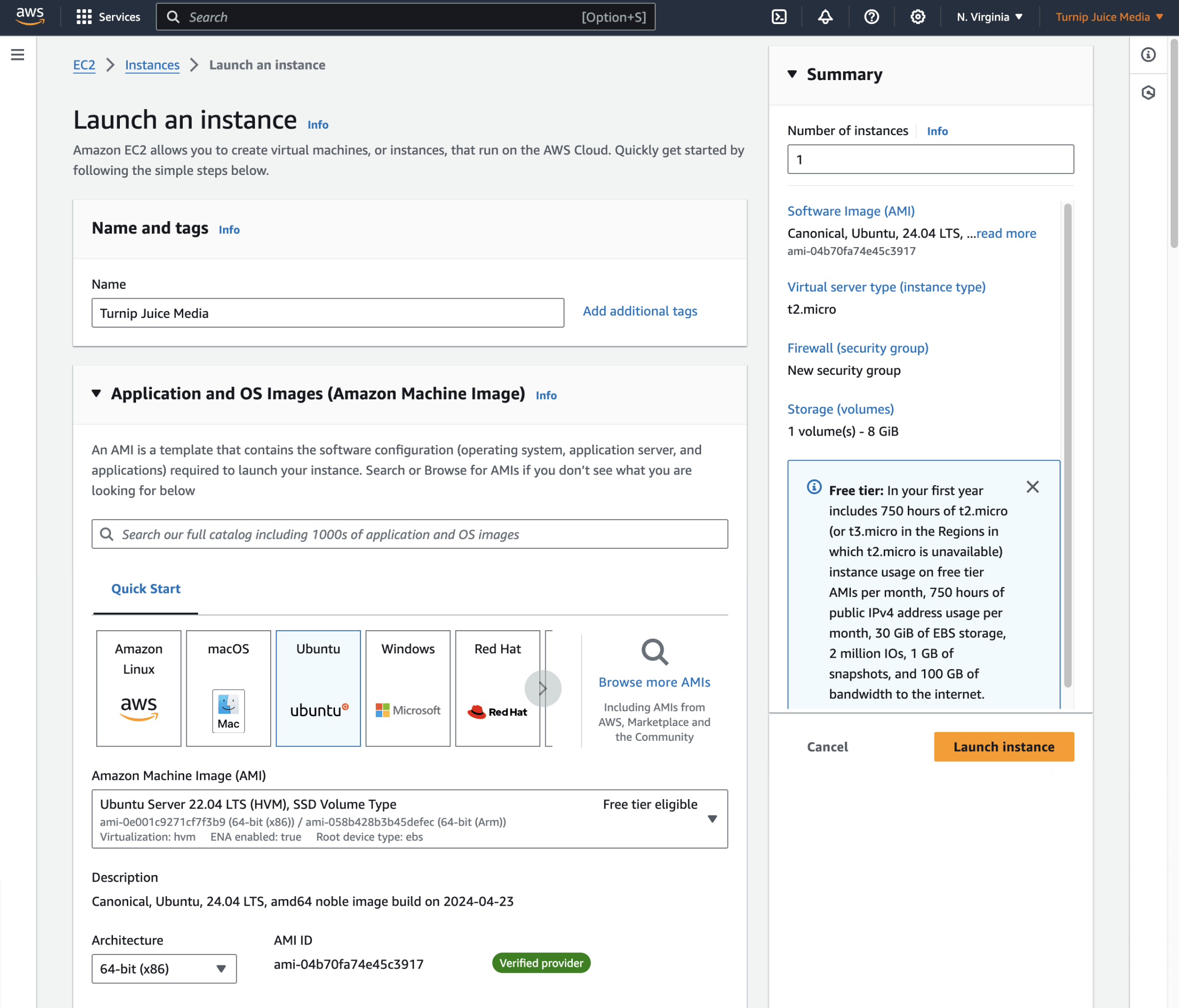 aws new server